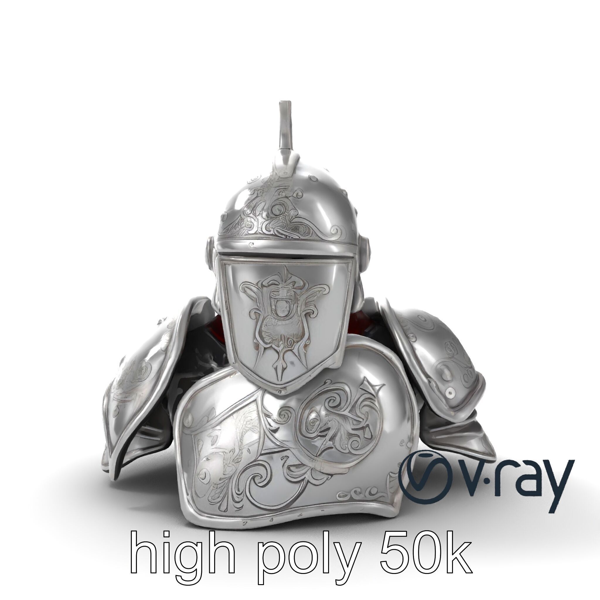 Medieval Knight Armor Polished Steel model pack Low-poly 3D model_31