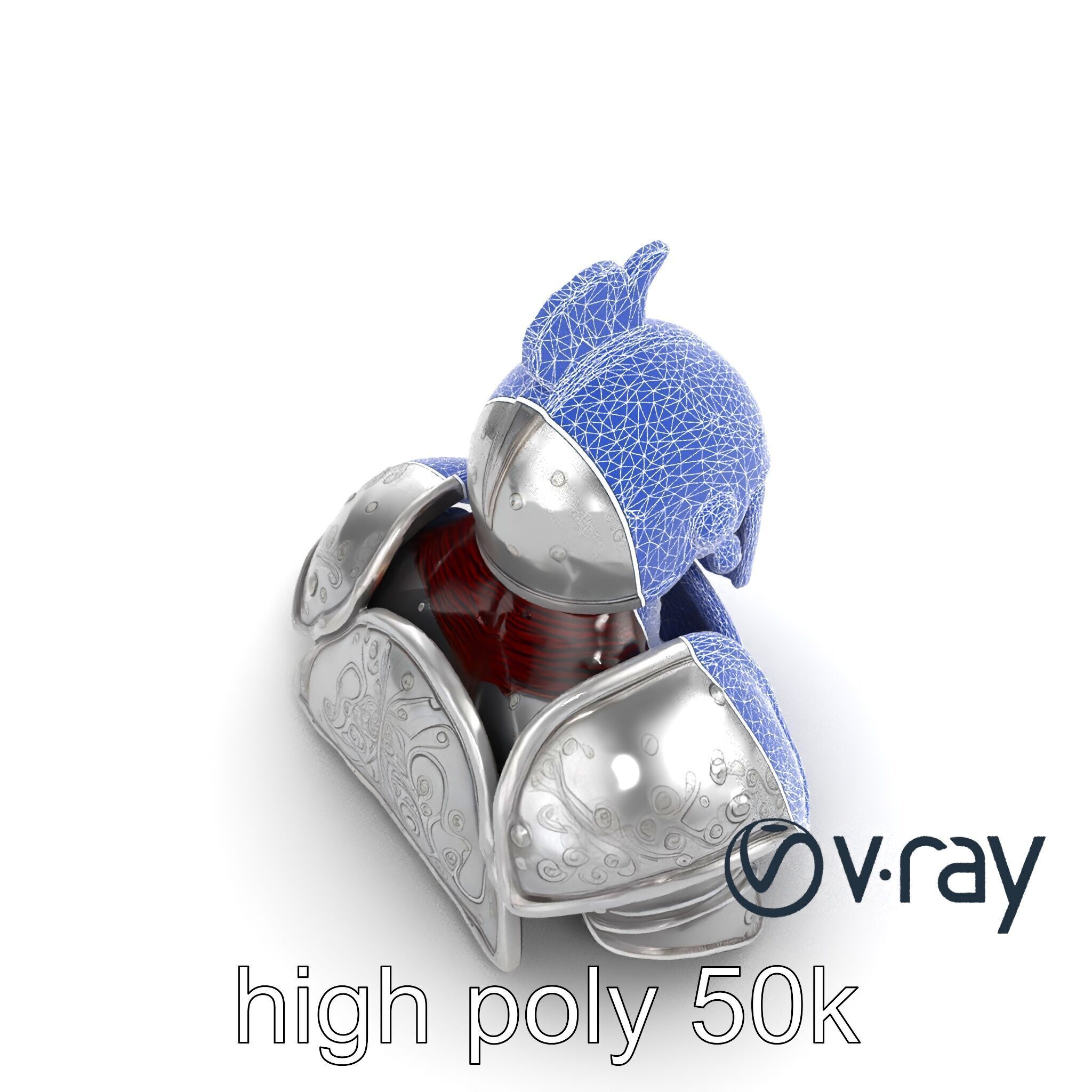 Medieval Knight Armor Polished Steel model pack Low-poly 3D model_24