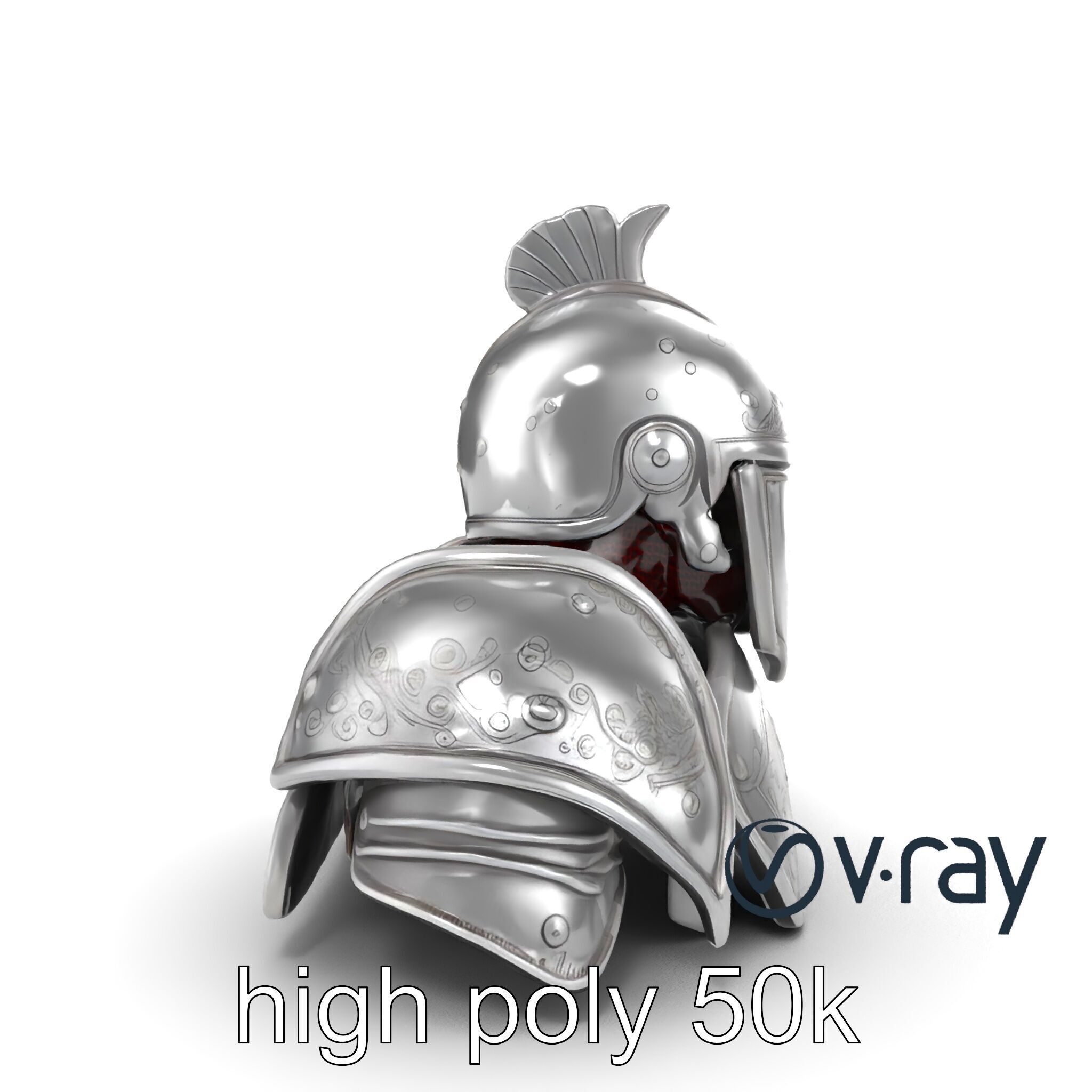 Medieval Knight Armor Polished Steel model pack Low-poly 3D model_26
