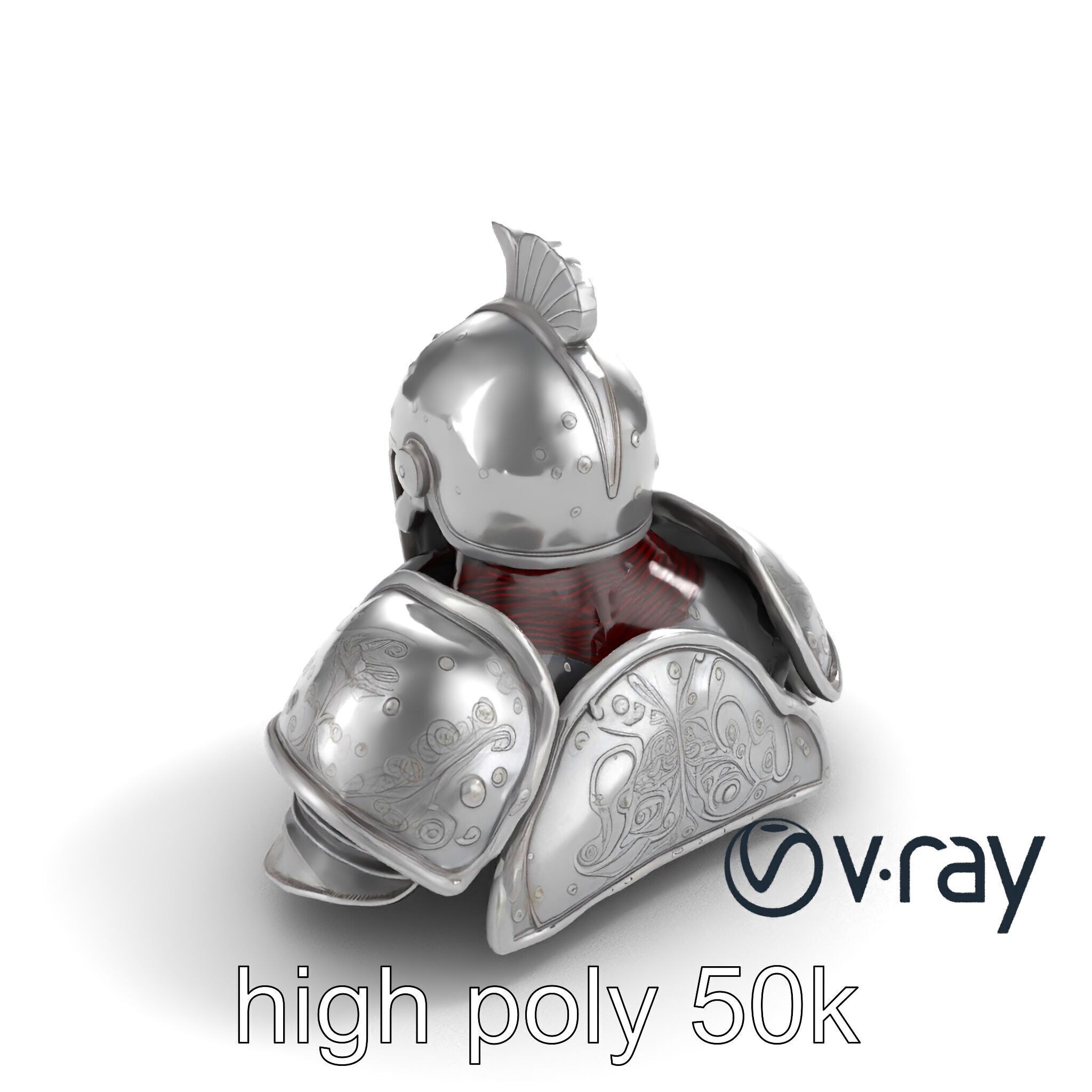 Medieval Knight Armor Polished Steel model pack Low-poly 3D model_27