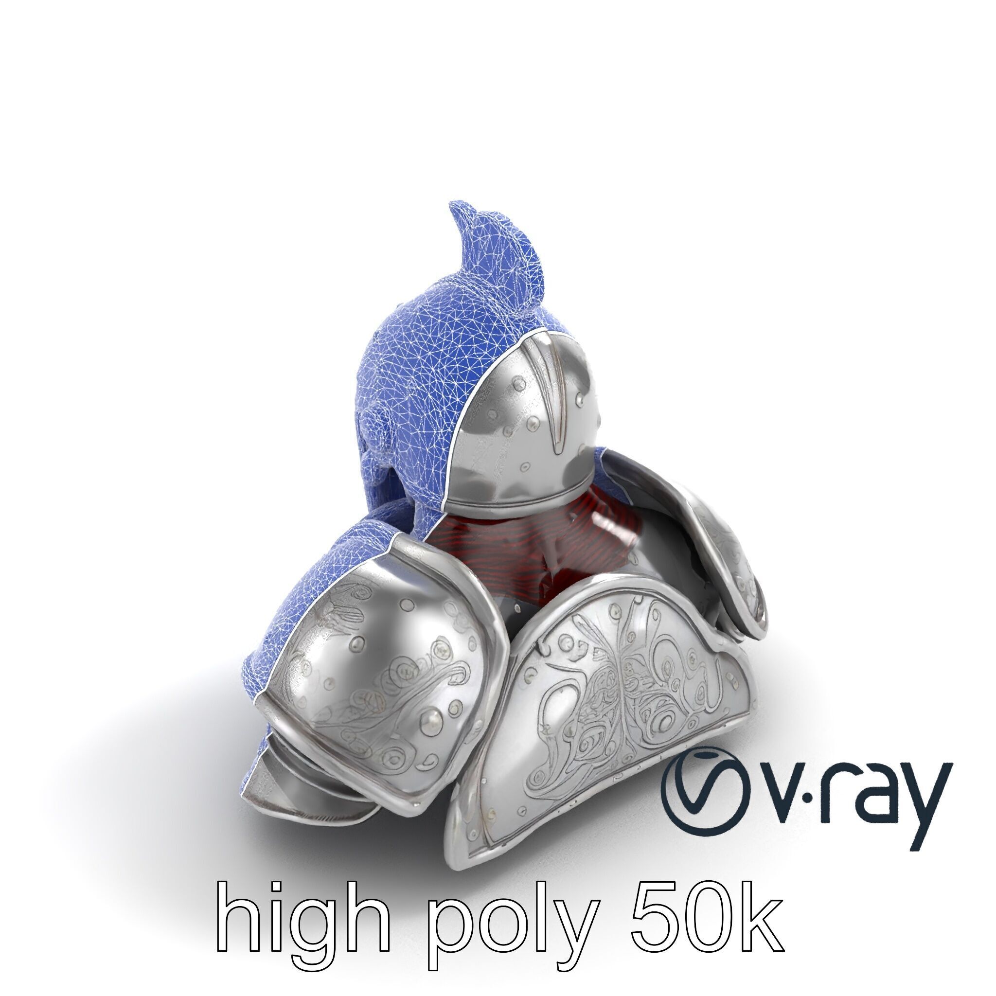 Medieval Knight Armor Polished Steel model pack Low-poly 3D model_18
