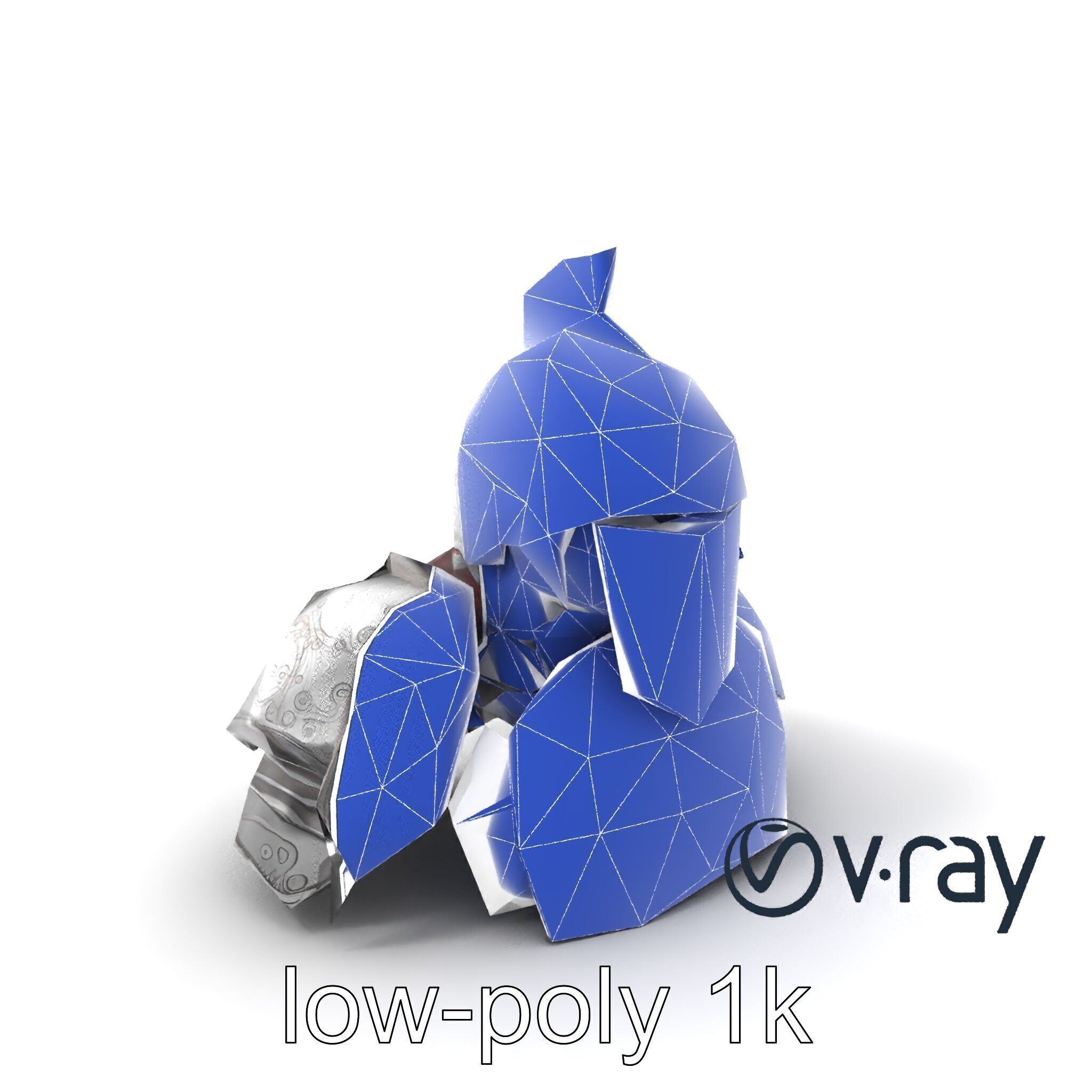 Medieval Knight Armor Polished Steel model pack Low-poly 3D model_7