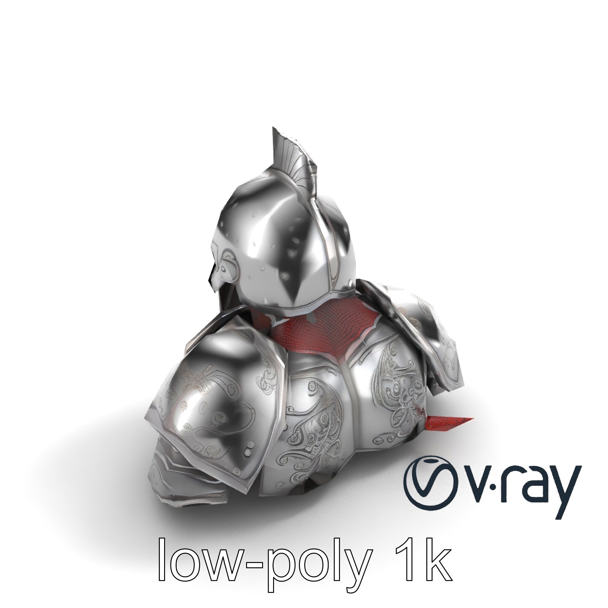 Medieval Knight Armor Polished Steel model pack Low-poly 3D model_10