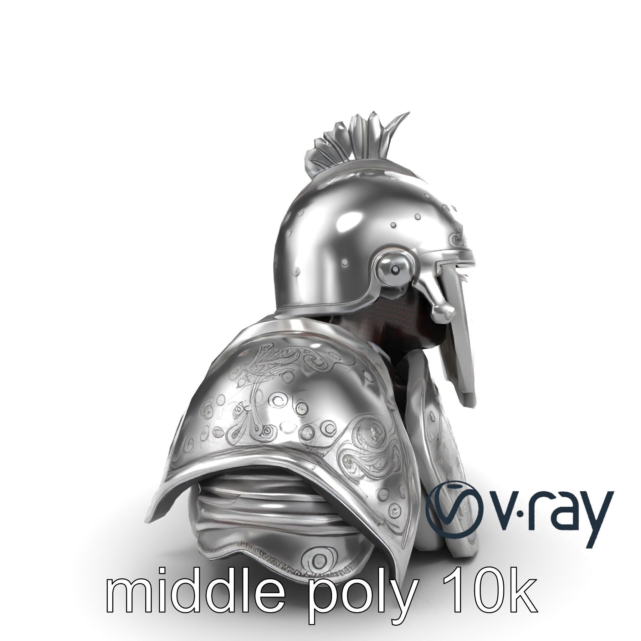 Medieval Knight Armor Polished Steel model pack Low-poly 3D model_16