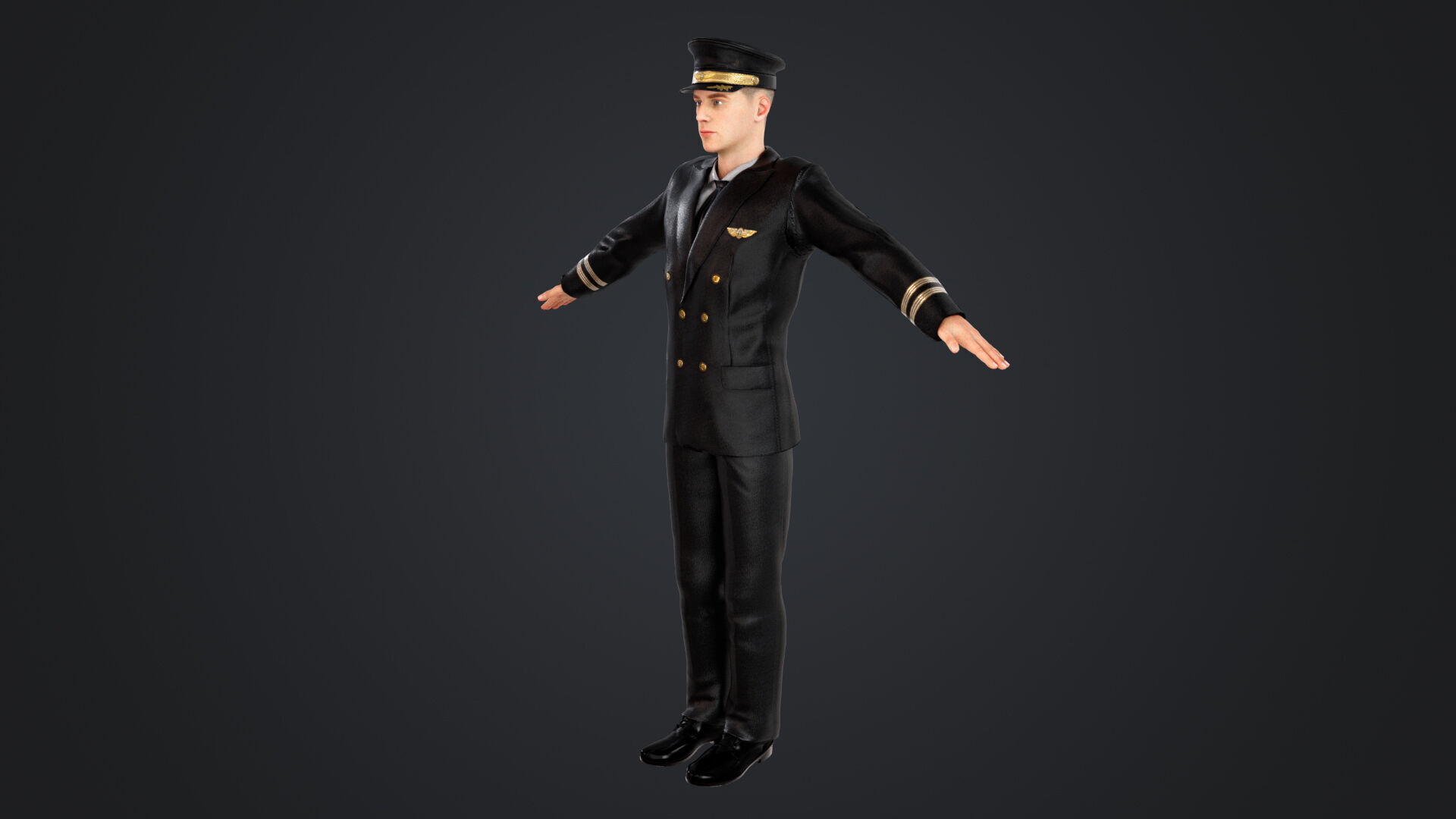 Aircraft pilot Low-poly 3D model_5