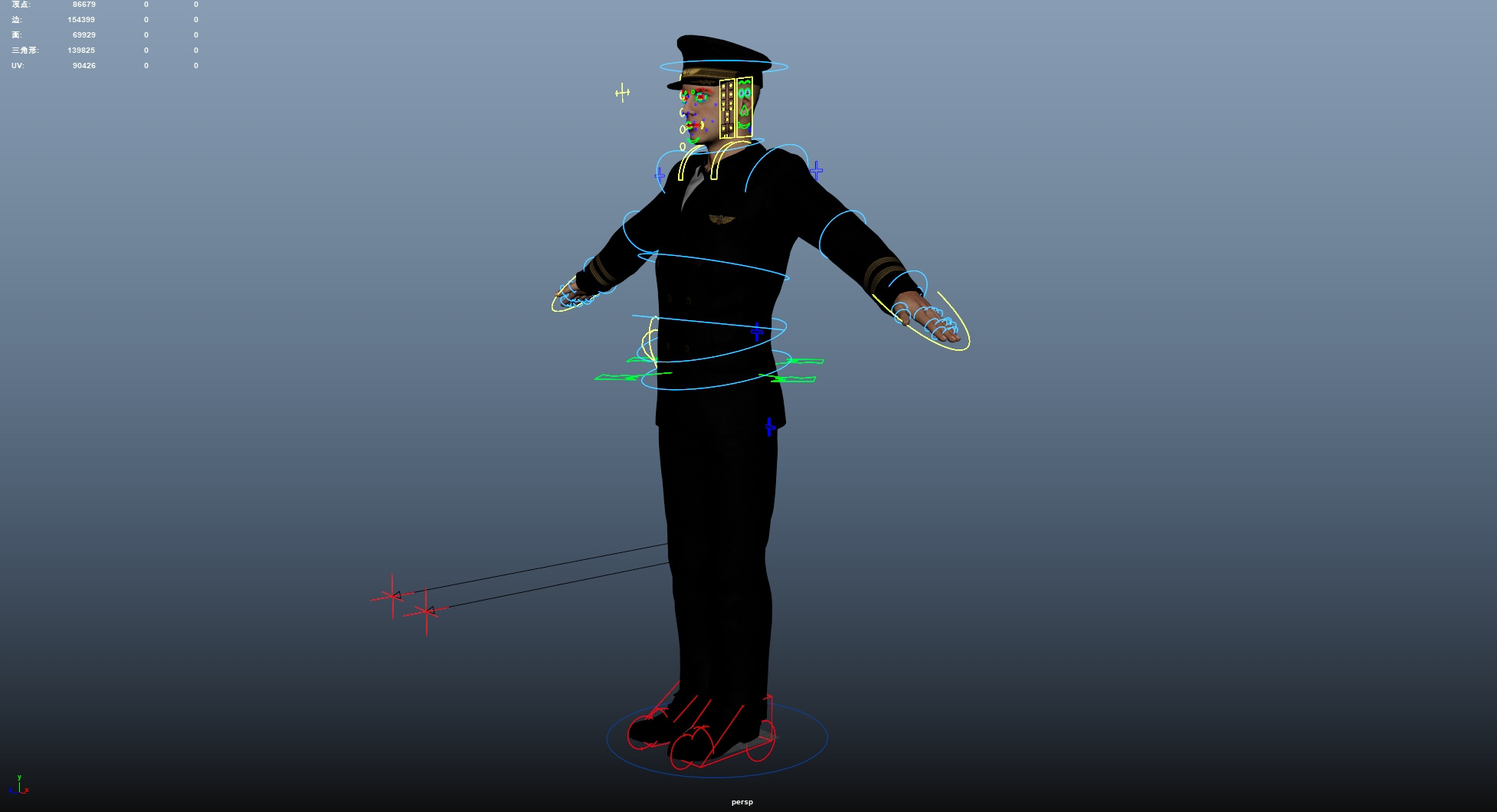 Aircraft pilot Low-poly 3D model_21