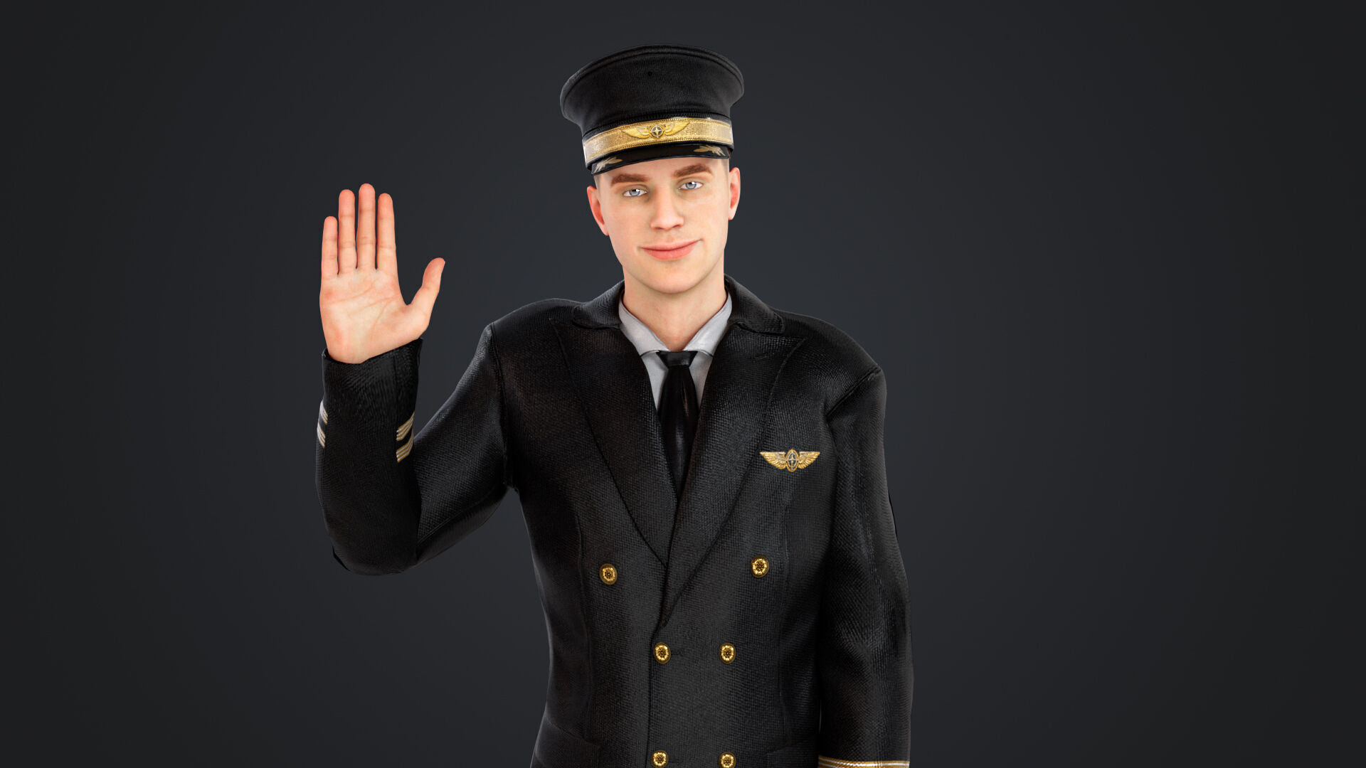 Aircraft pilot Low-poly 3D model_2