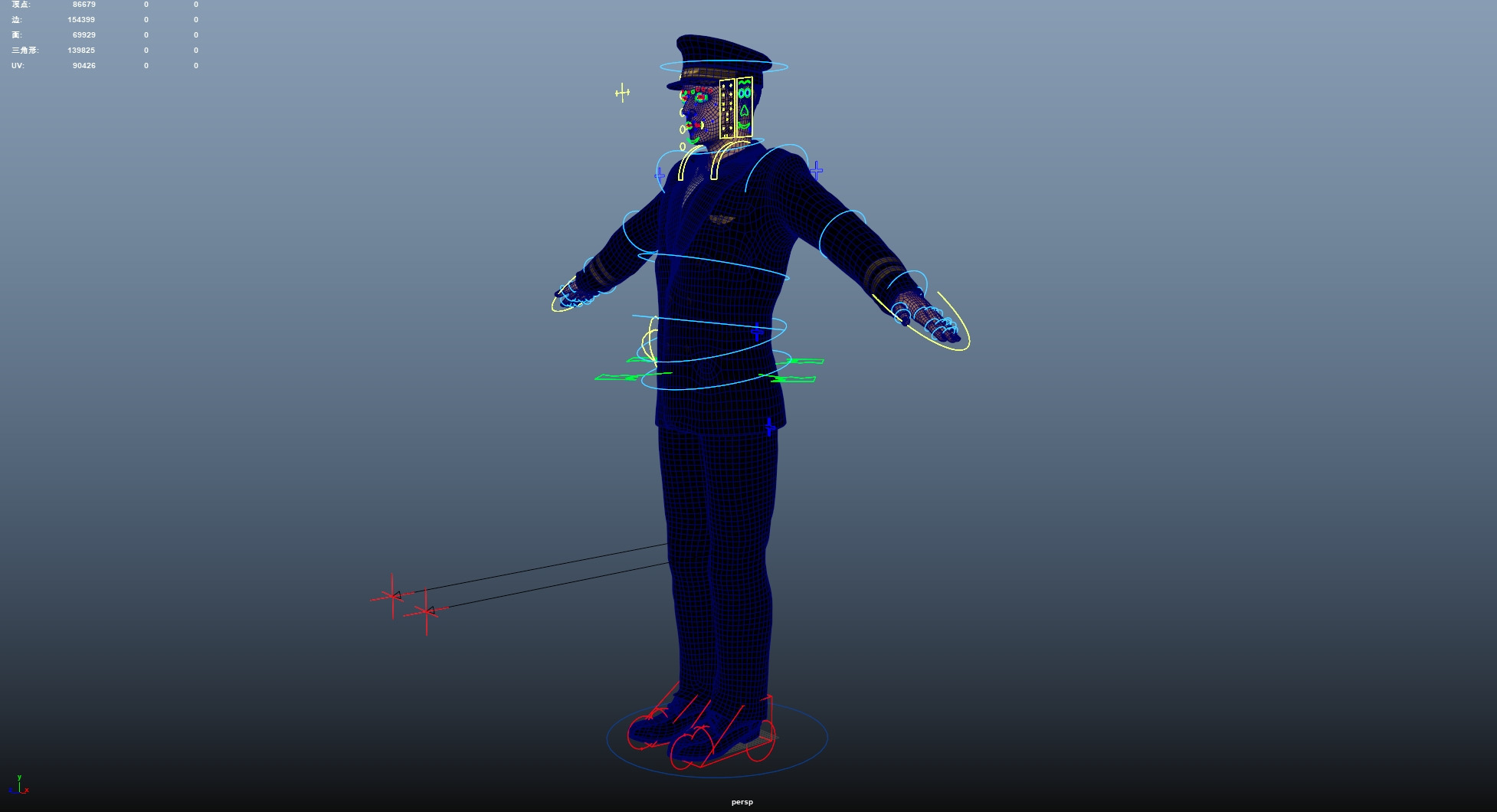 Aircraft pilot Low-poly 3D model_22