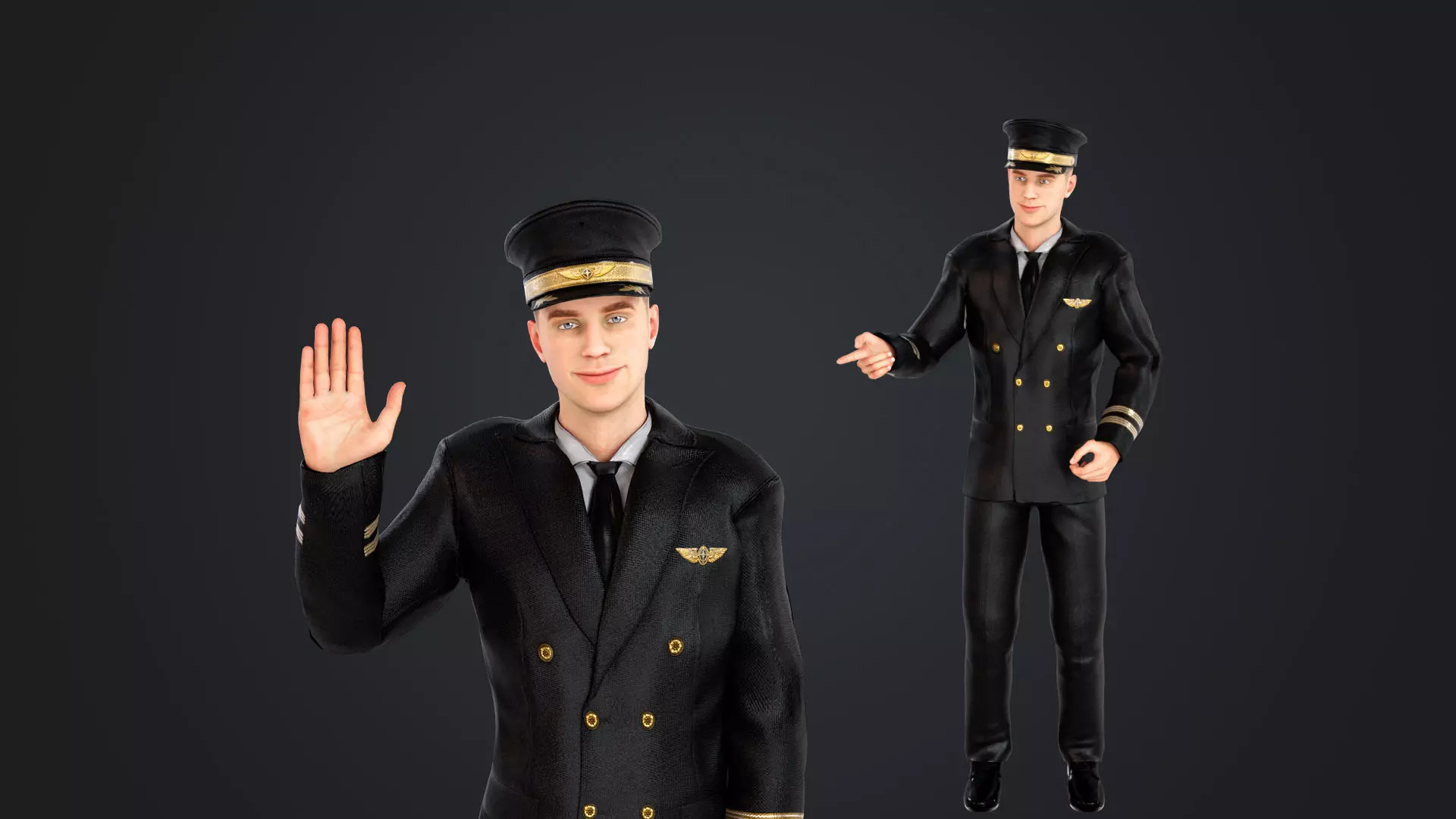 Aircraft pilot Low-poly 3D model_0