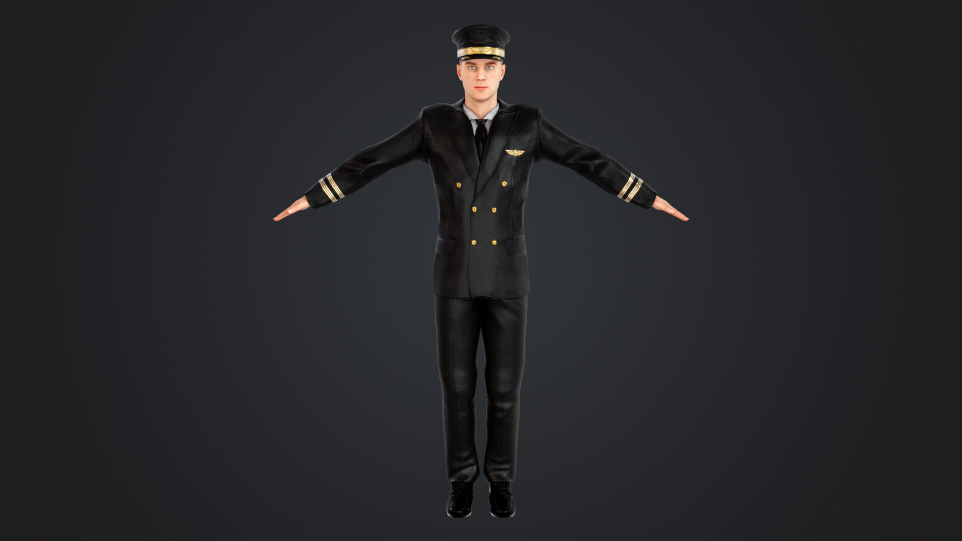 Aircraft pilot Low-poly 3D model_4