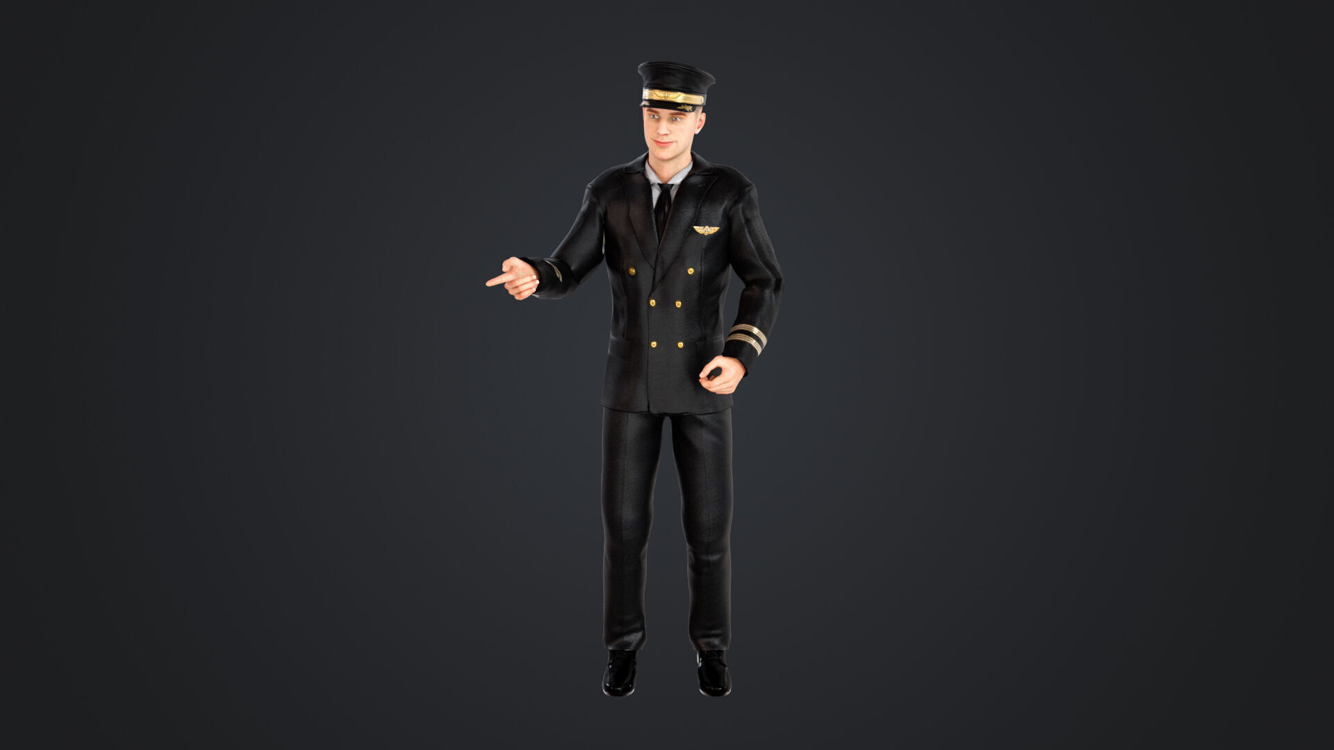 Aircraft pilot Low-poly 3D model_1