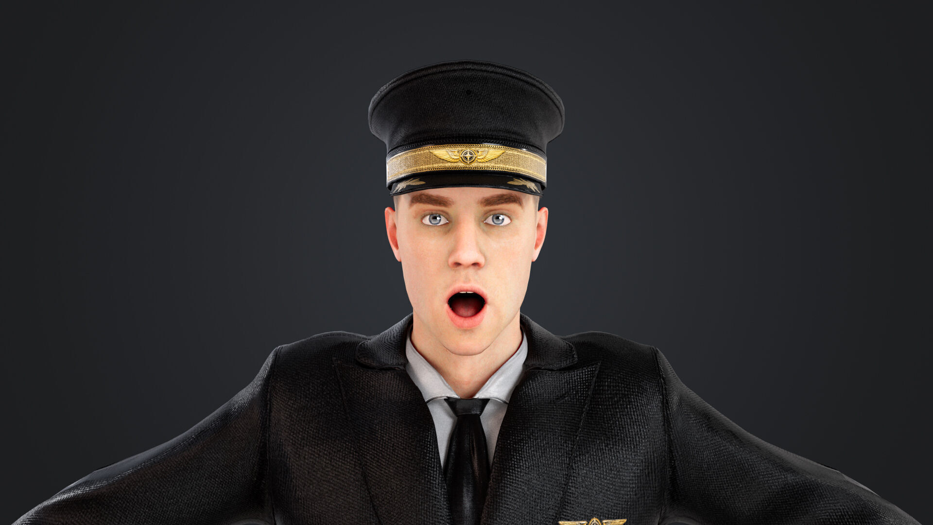 Aircraft pilot Low-poly 3D model_16