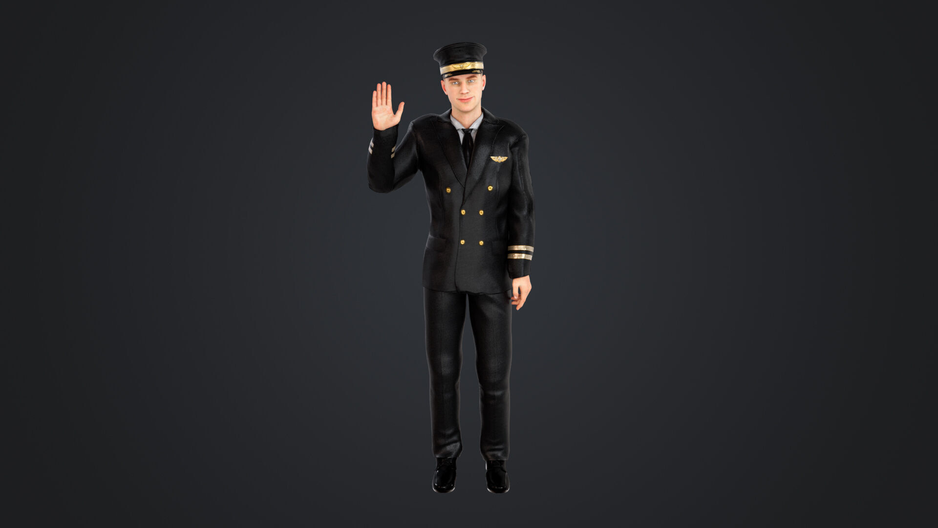 Aircraft pilot Low-poly 3D model_3