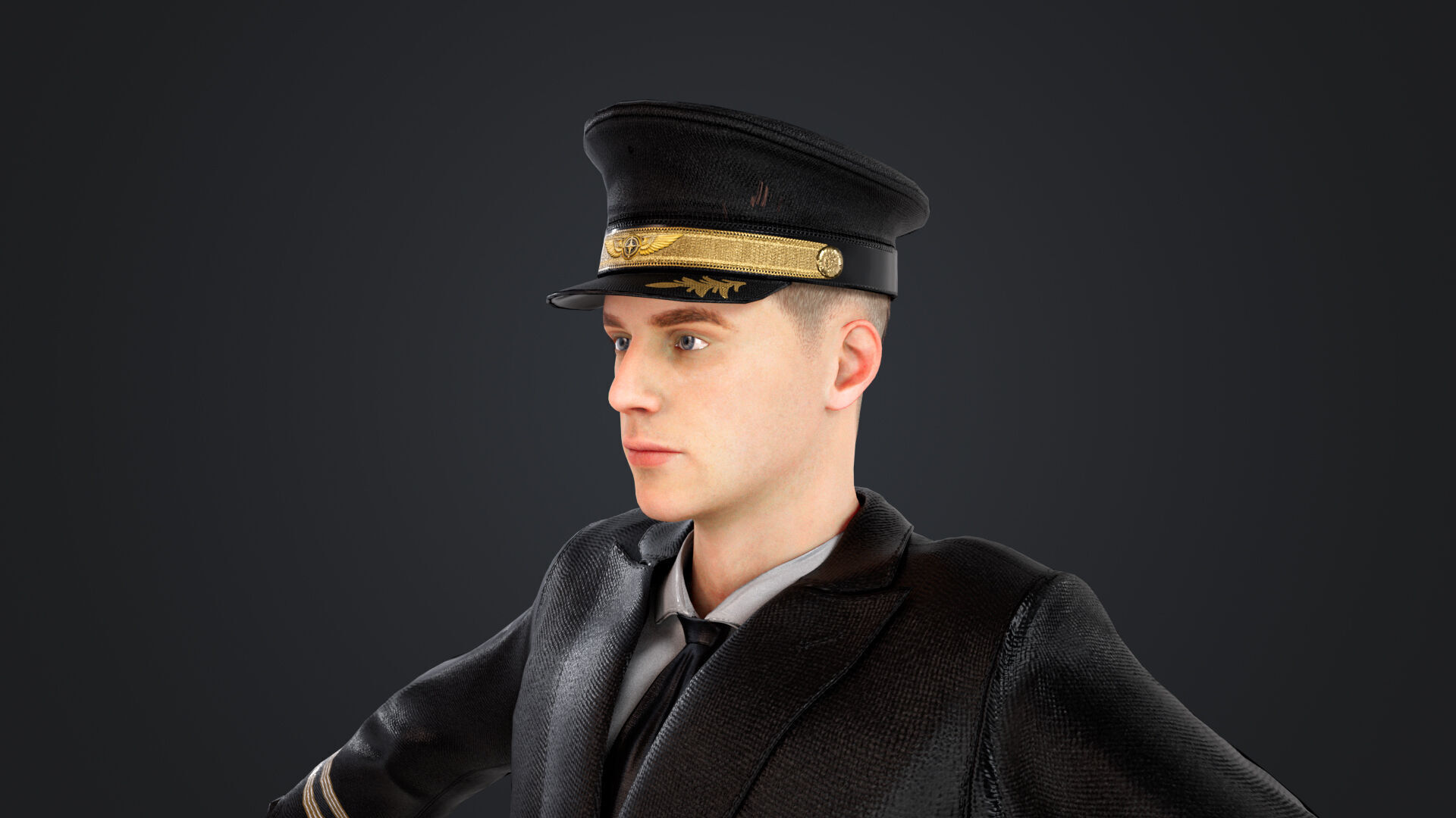 Aircraft pilot Low-poly 3D model_10