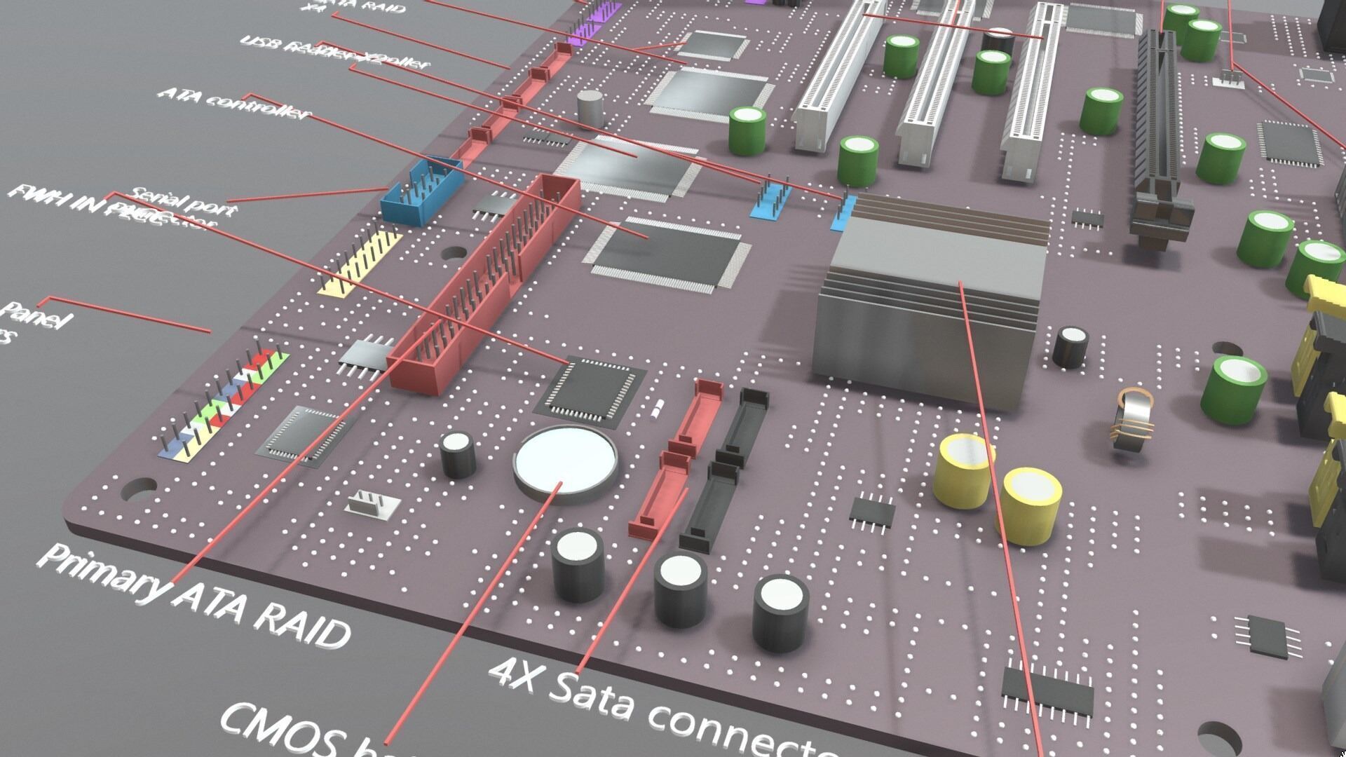 Motherboard and its parts 3D model_8