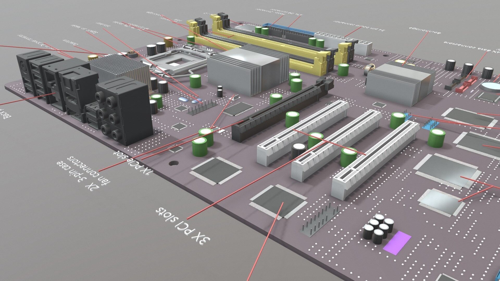Motherboard and its parts 3D model_11