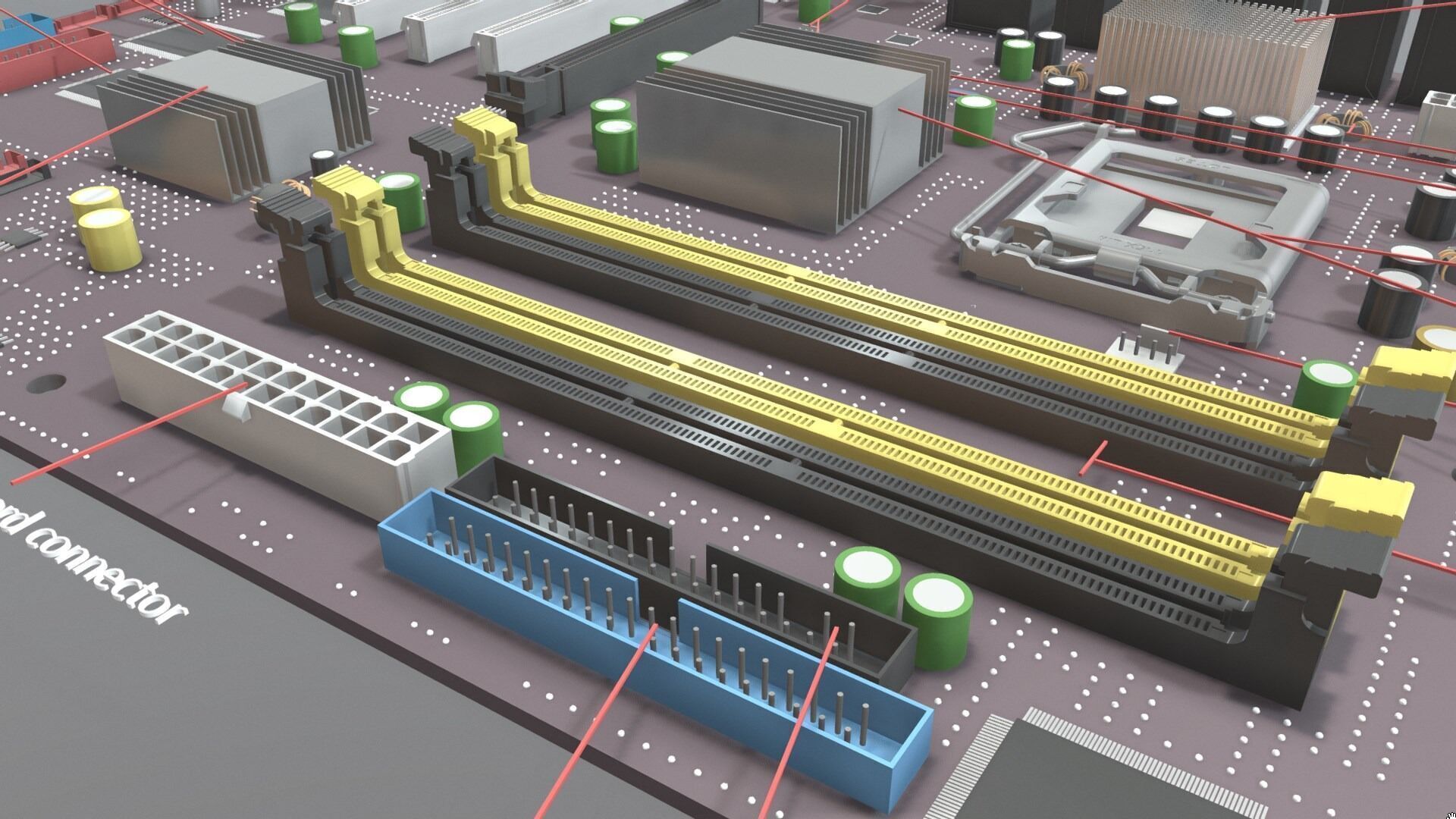 Motherboard and its parts 3D model_10