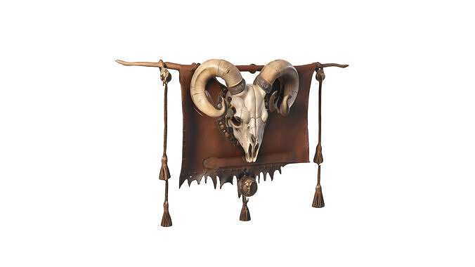 medival skull banner Low-poly 3D model