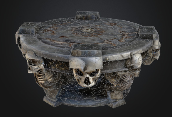 Bone Round table 2 Low-poly 3D model_1