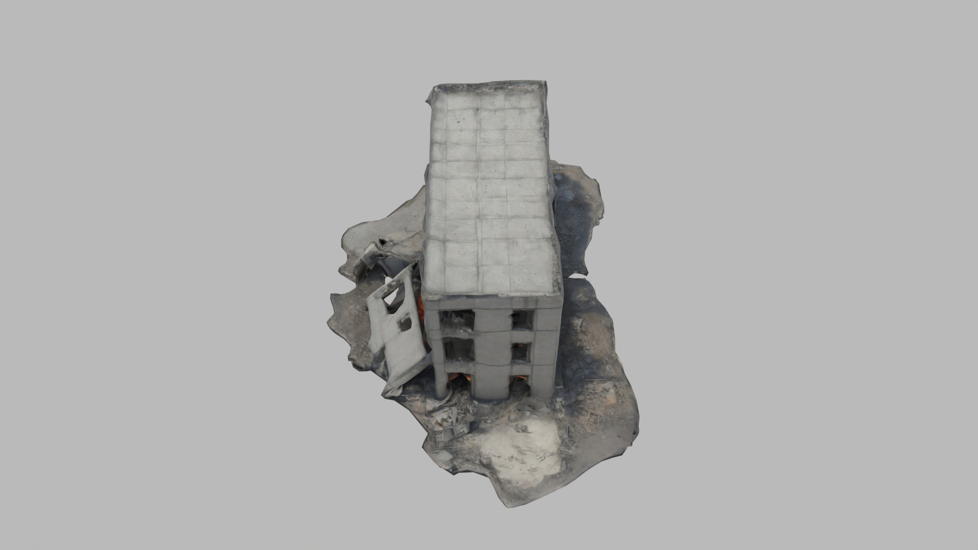 bombared bulding 01 Low-poly 3D model_4