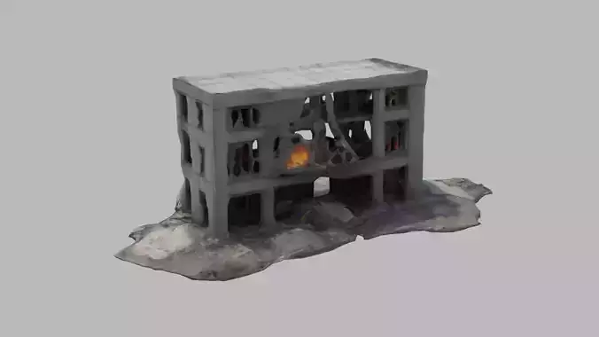 bombared bulding 01 Low-poly 3D model