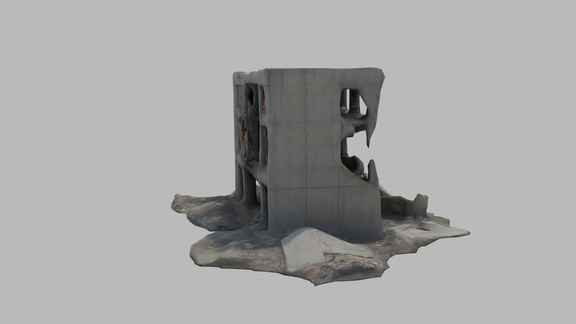 bombared bulding 01 Low-poly 3D model_7