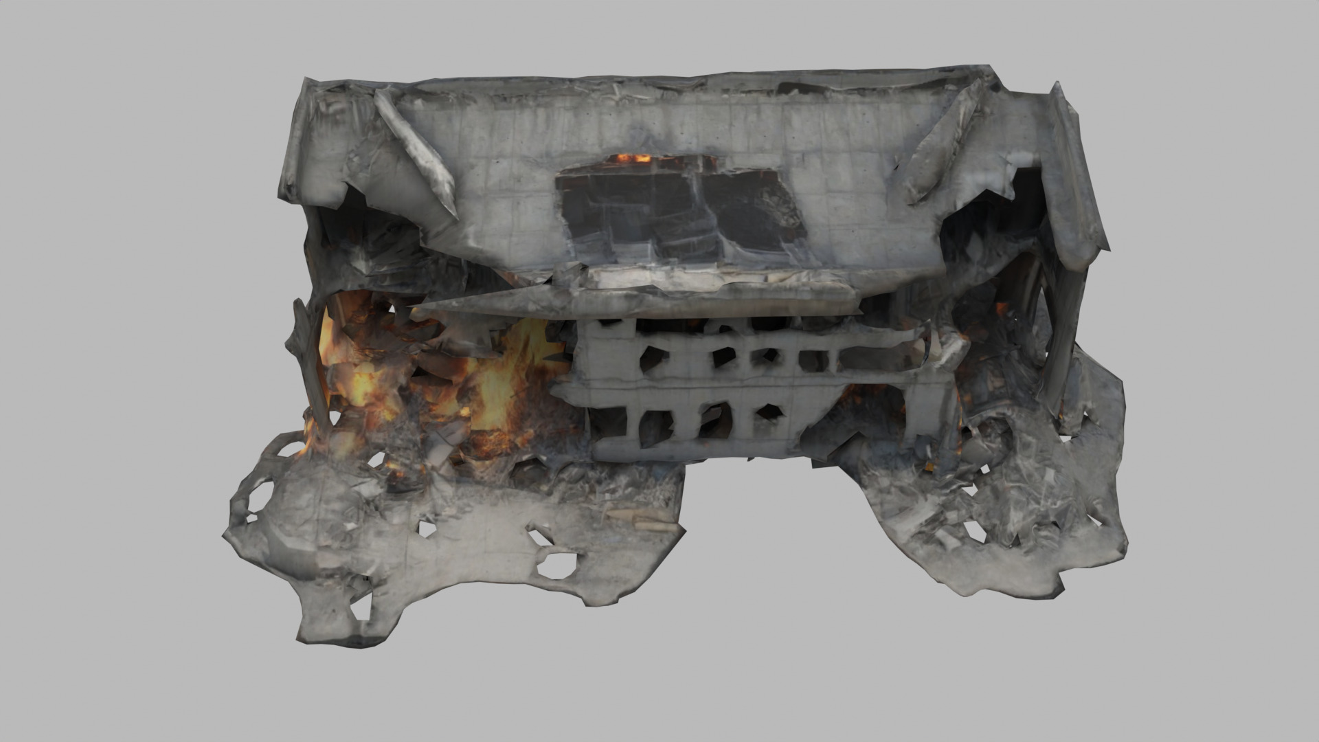 bombared bulding 02 Low-poly 3D model_4