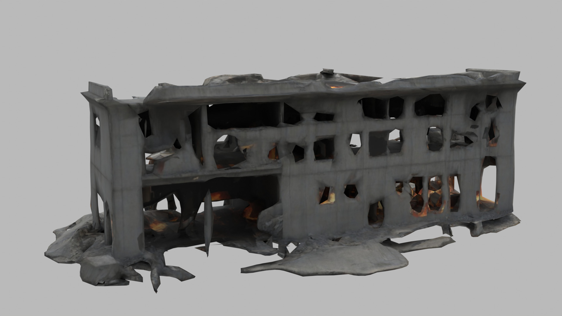 bombared bulding 02 Low-poly 3D model_5