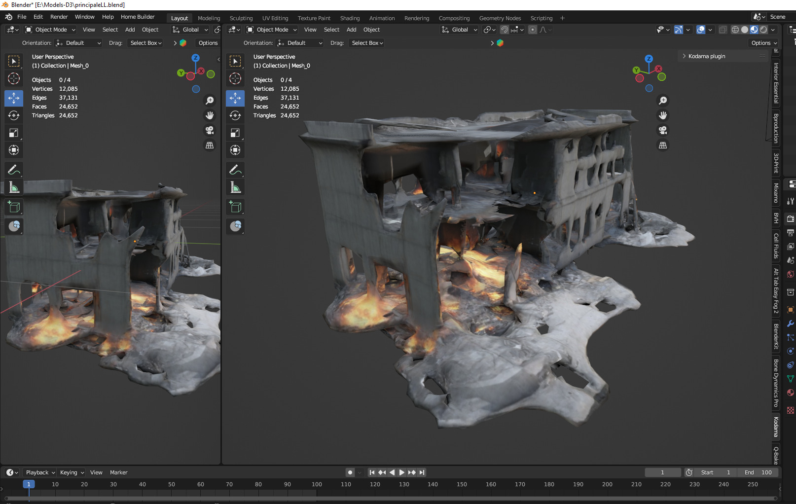 bombared bulding 02 Low-poly 3D model_2