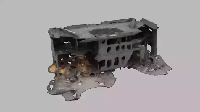 bombared bulding 02 Low-poly 3D model