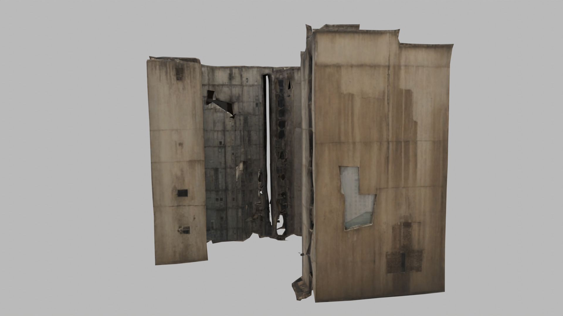 bombared bulding 03 Low-poly 3D model_4