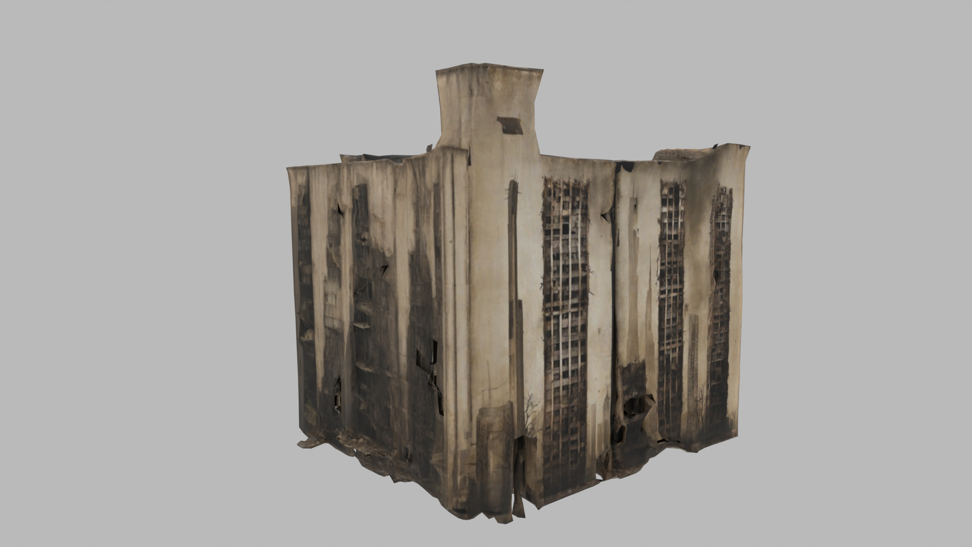 bombared bulding 03 Low-poly 3D model_7