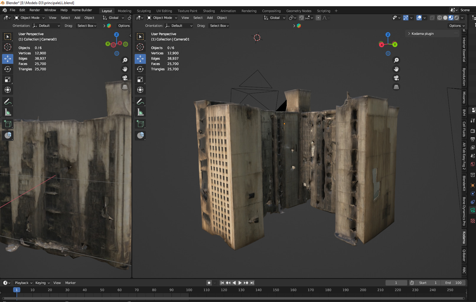 bombared bulding 03 Low-poly 3D model_2