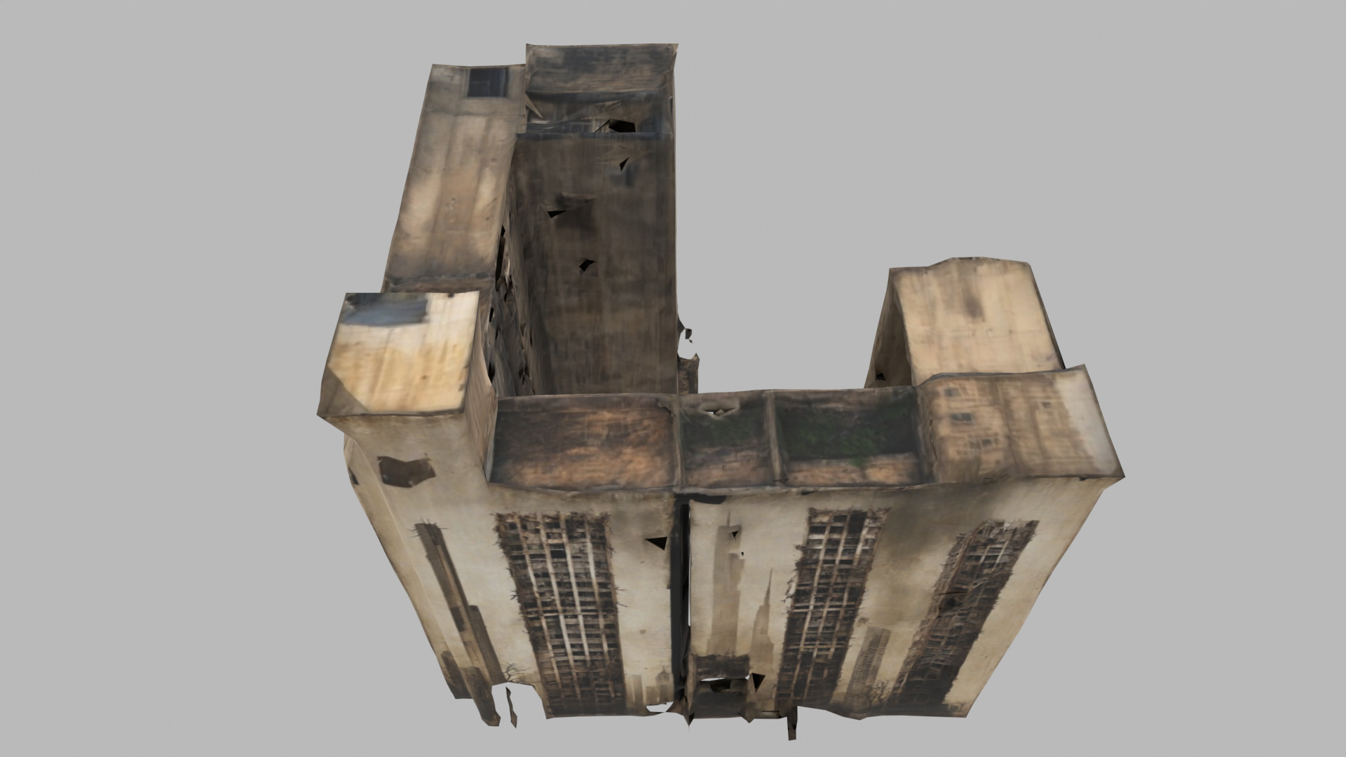 bombared bulding 03 Low-poly 3D model_3