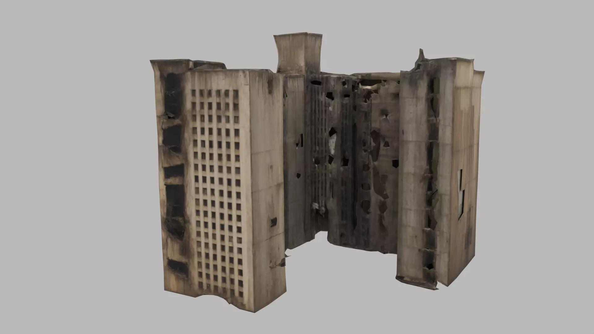 bombared bulding 03 Low-poly 3D model_0