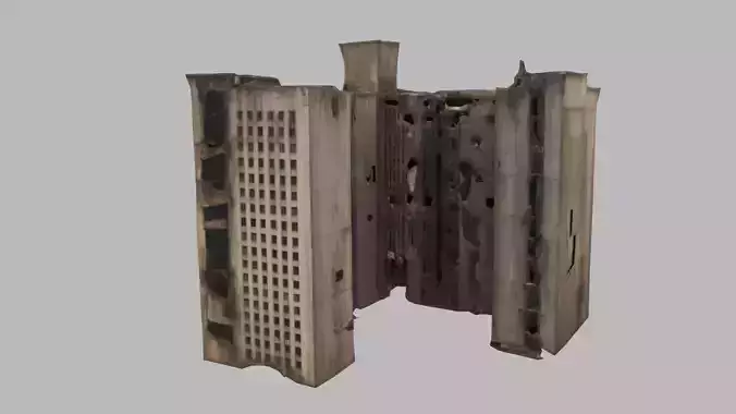 bombared bulding 03 Low-poly 3D model
