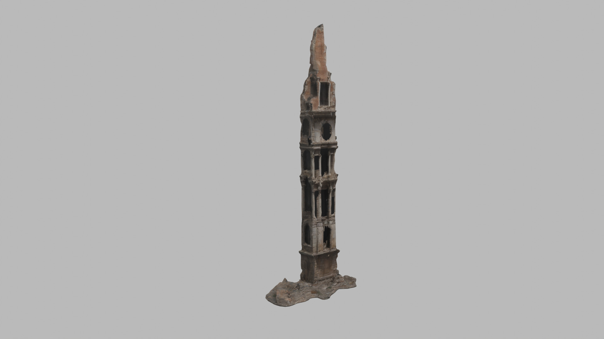 bombared bulding 04 Low-poly 3D model_9