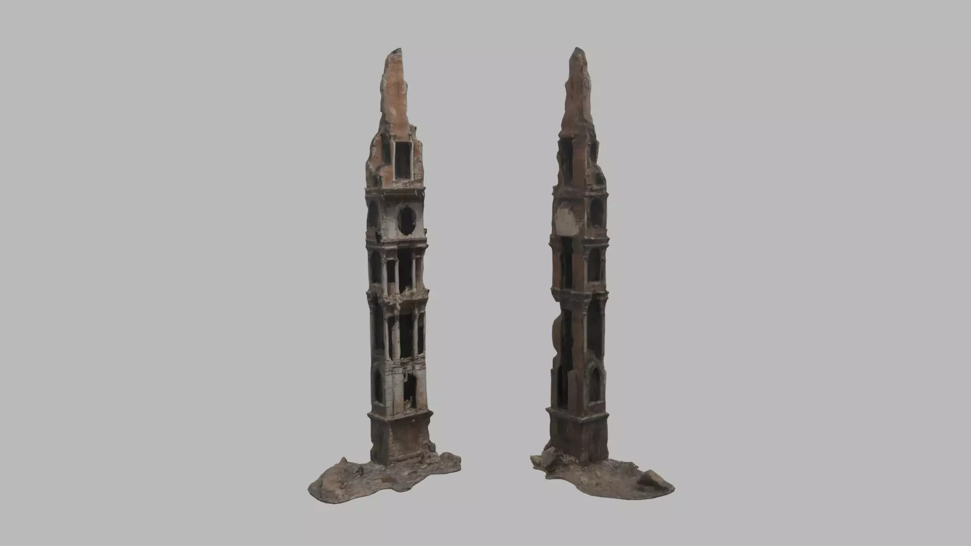 bombared bulding 04 Low-poly 3D model_0