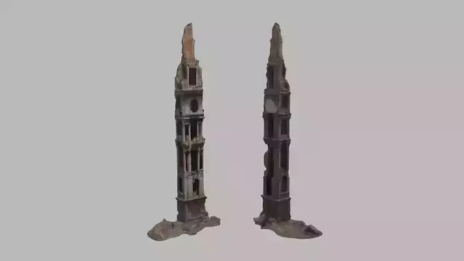 bombared bulding 04 Low-poly 3D model