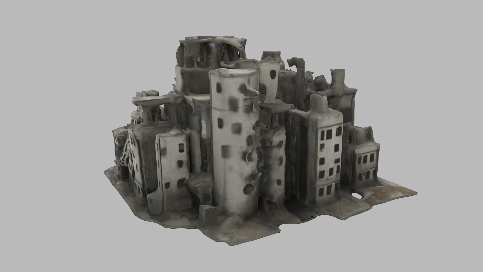 bombared bulding Low-poly 3D model_6