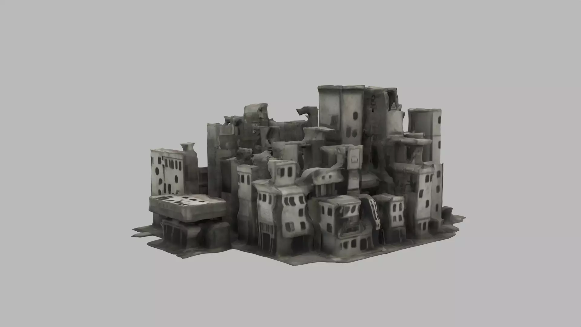 bombared bulding Low-poly 3D model_0