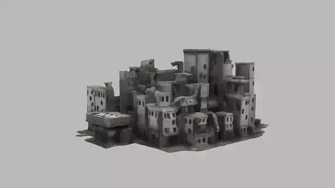 bombared bulding Low-poly 3D model
