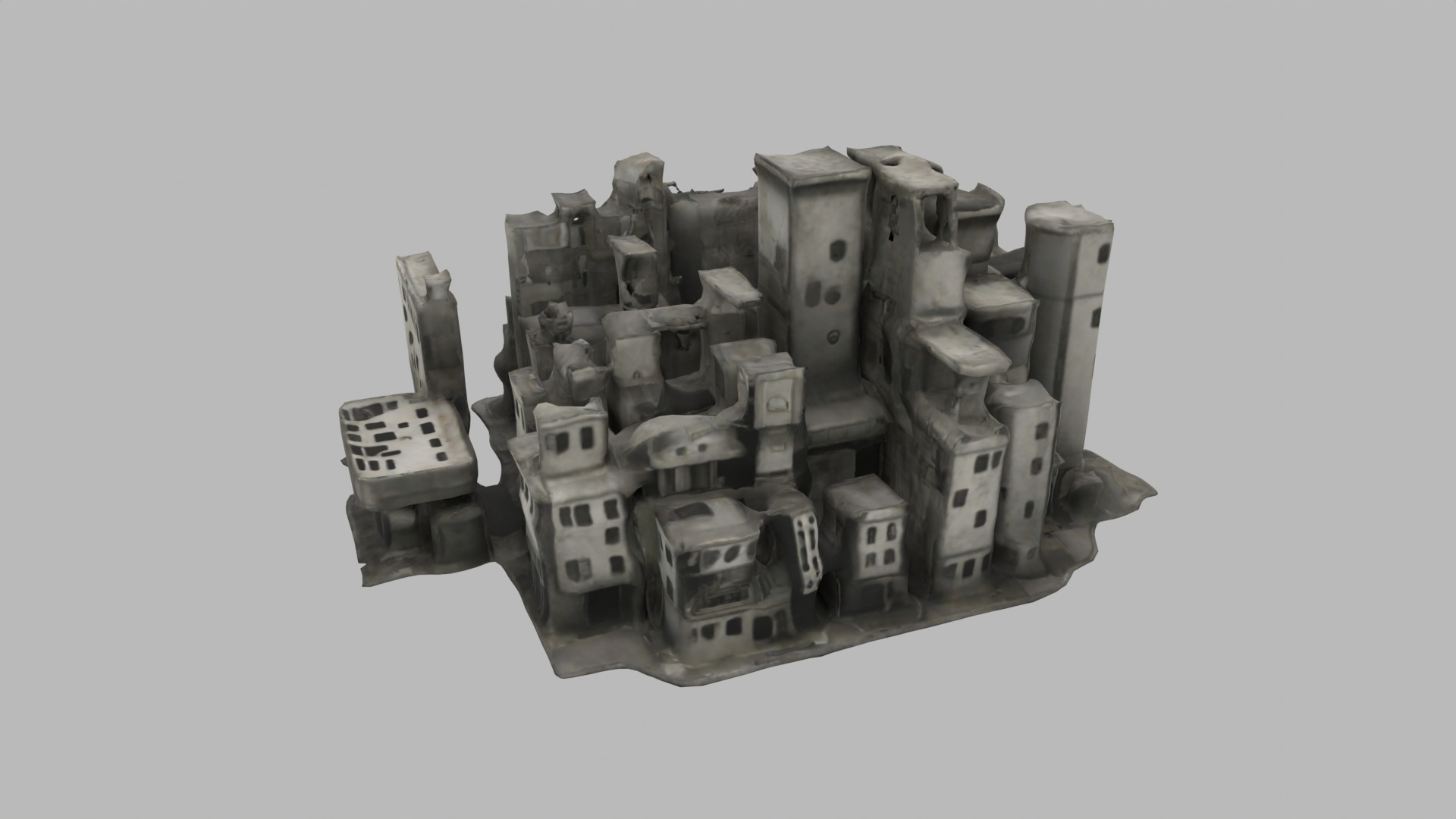 bombared bulding Low-poly 3D model_5