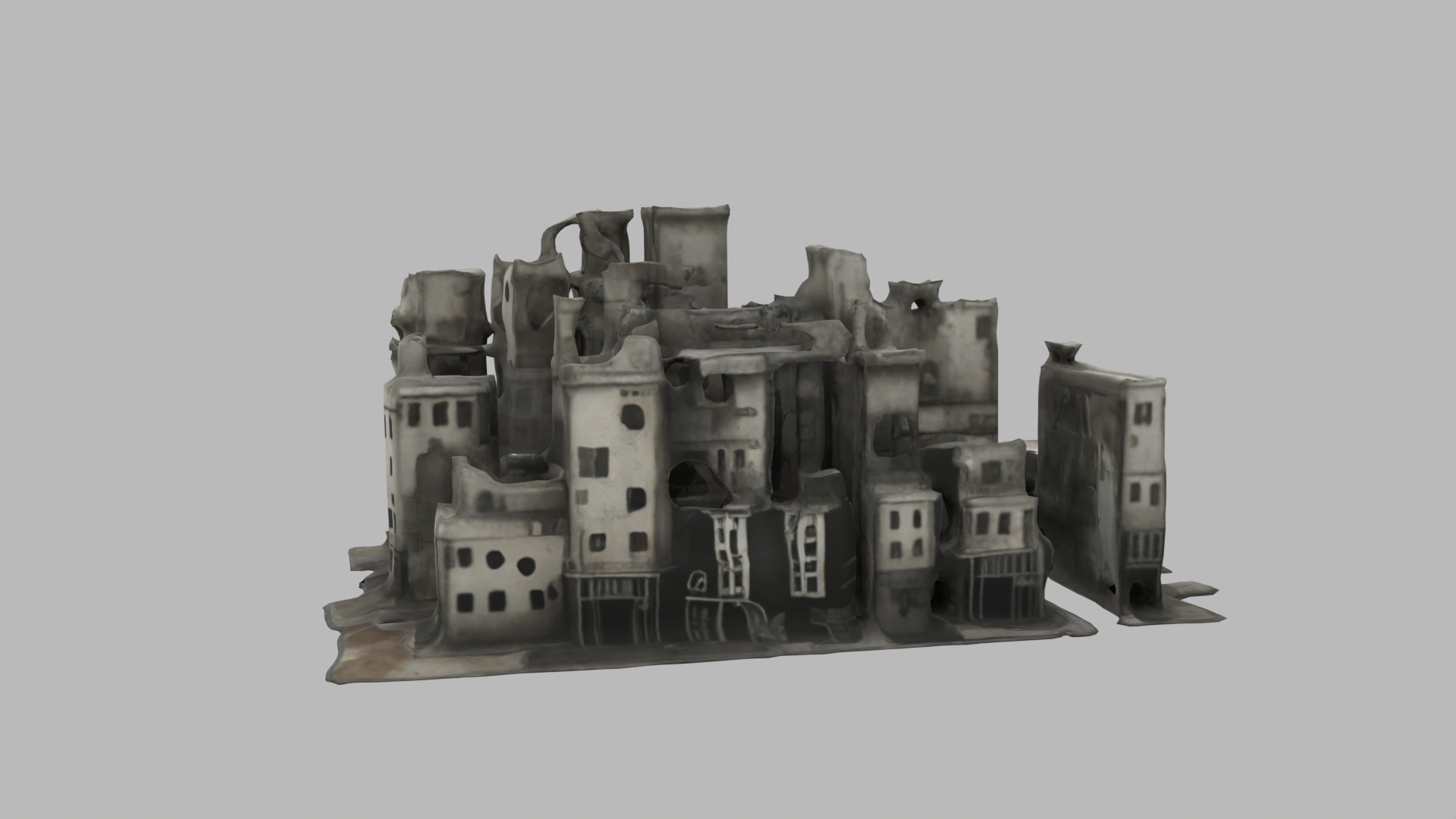 bombared bulding Low-poly 3D model_3
