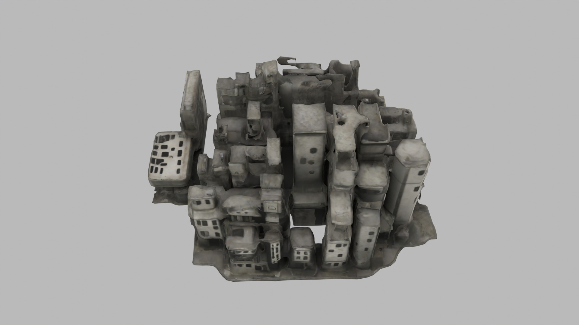 bombared bulding Low-poly 3D model_4