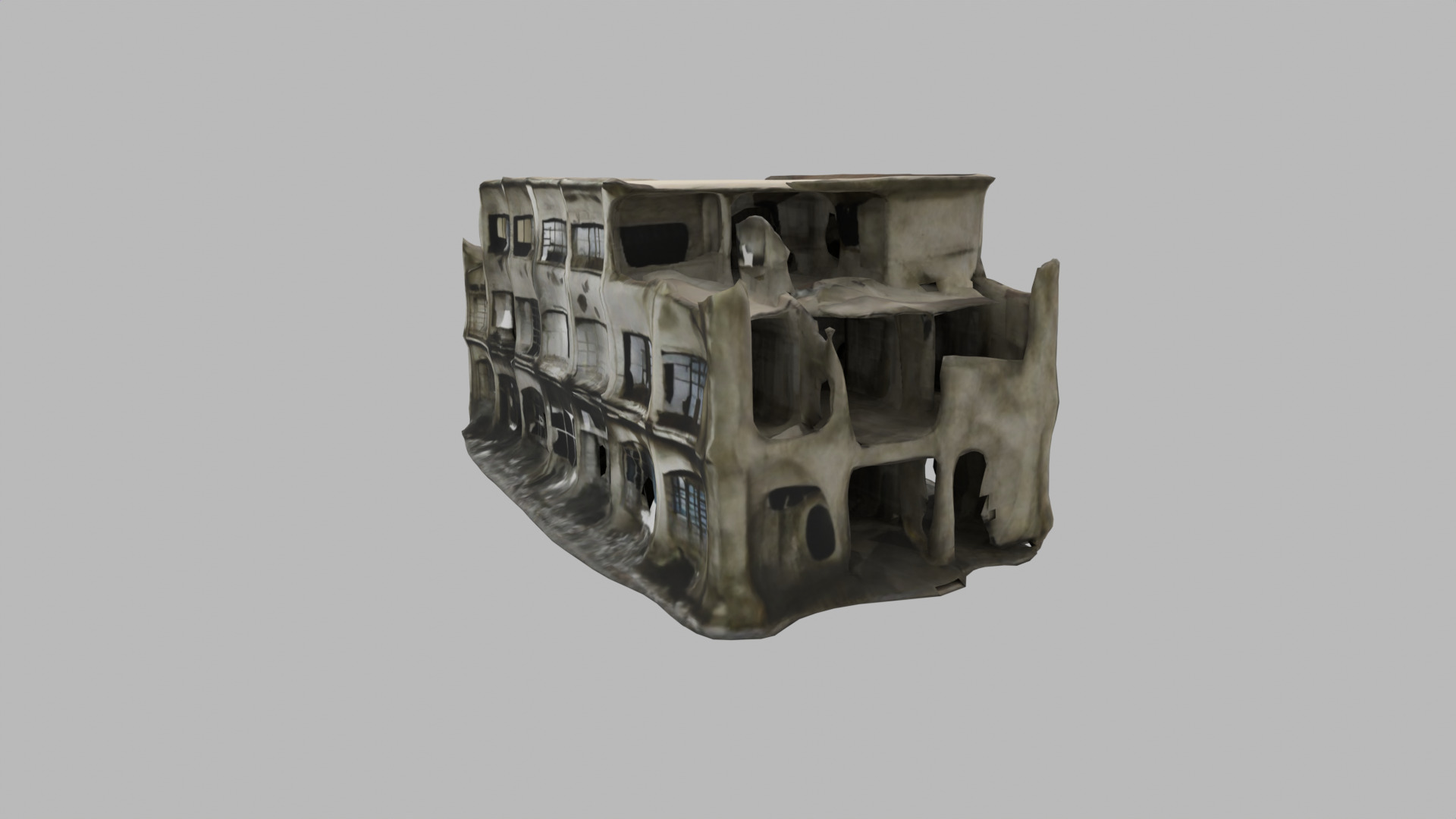 bombared bulding 06 Low-poly 3D model_10