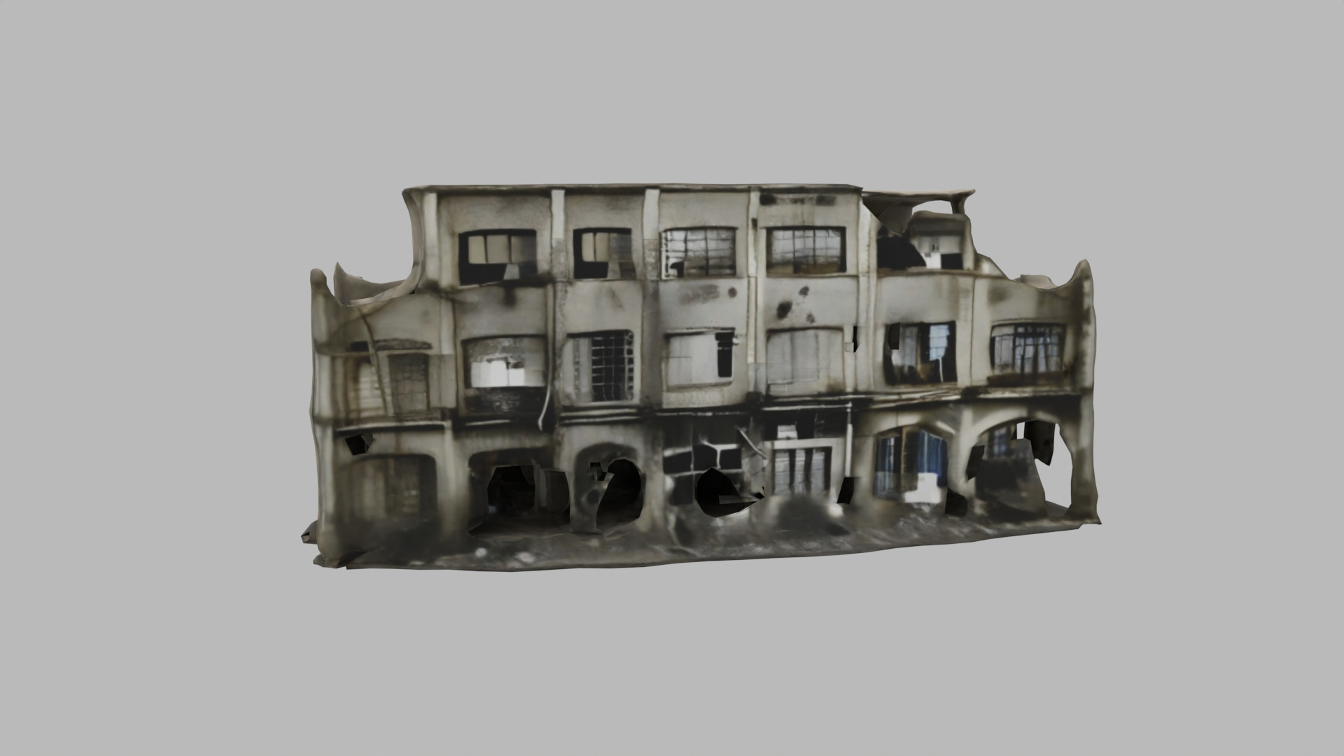 bombared bulding 06 Low-poly 3D model_4