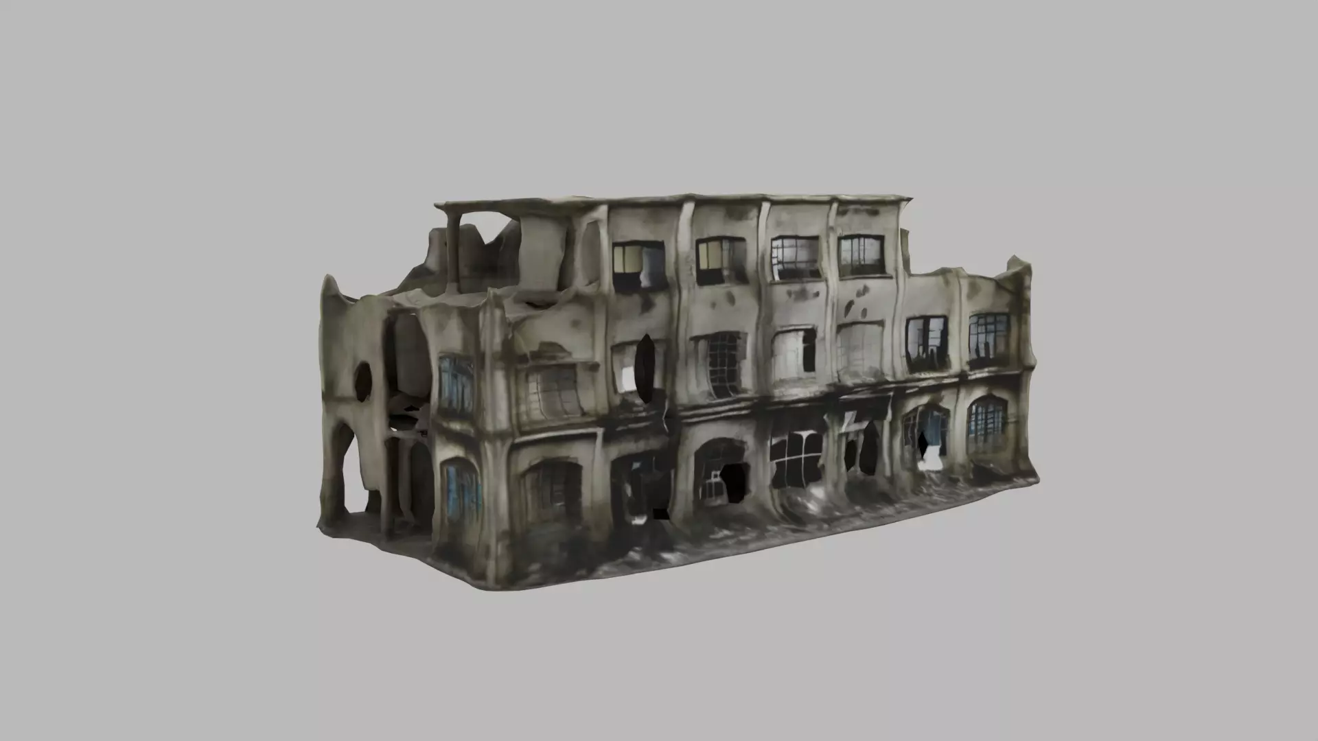 bombared bulding 06 Low-poly 3D model_0