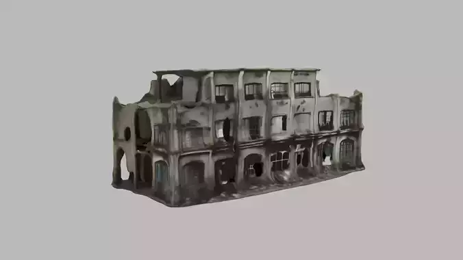bombared bulding 06 Low-poly 3D model