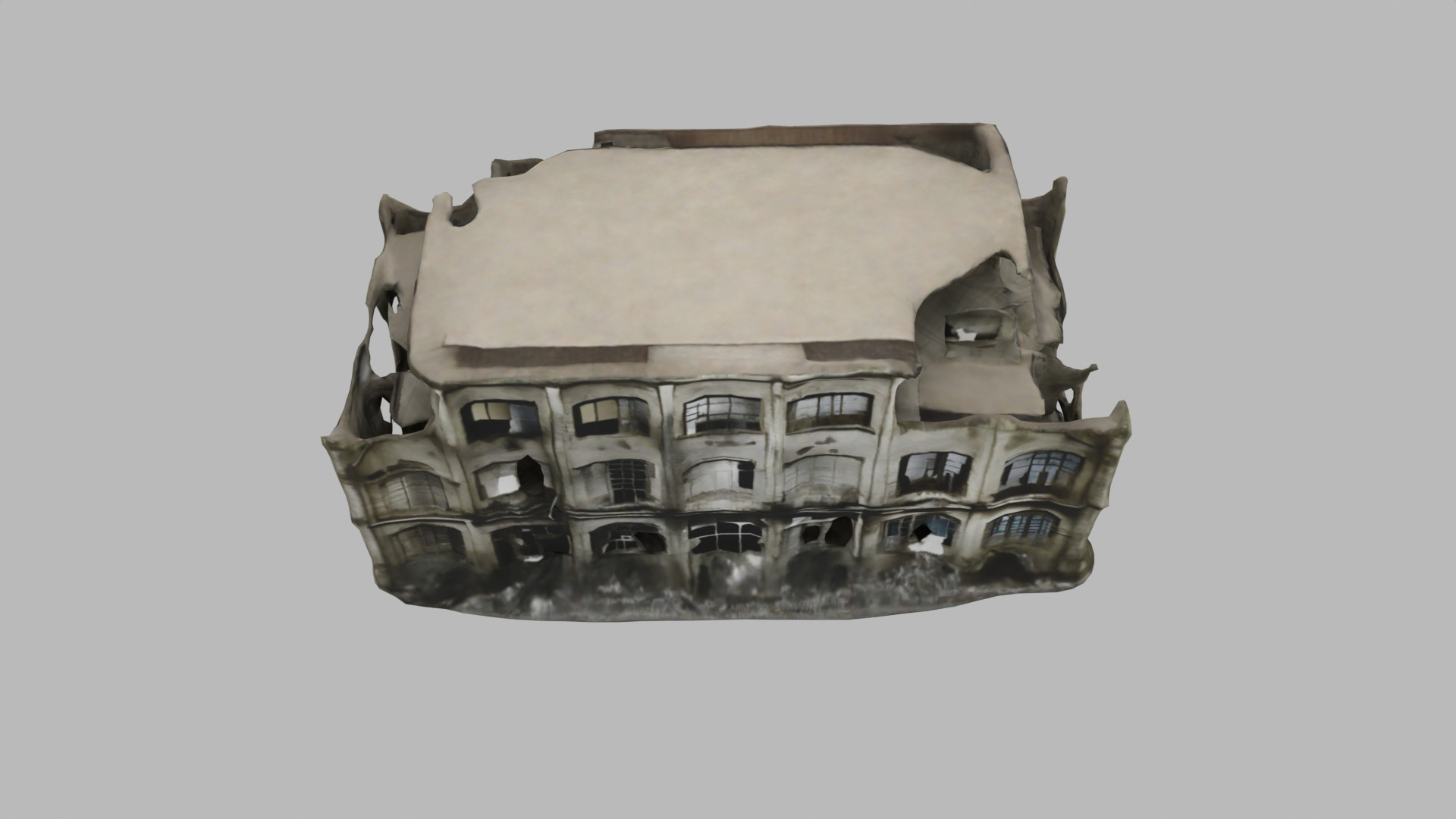 bombared bulding 06 Low-poly 3D model_6